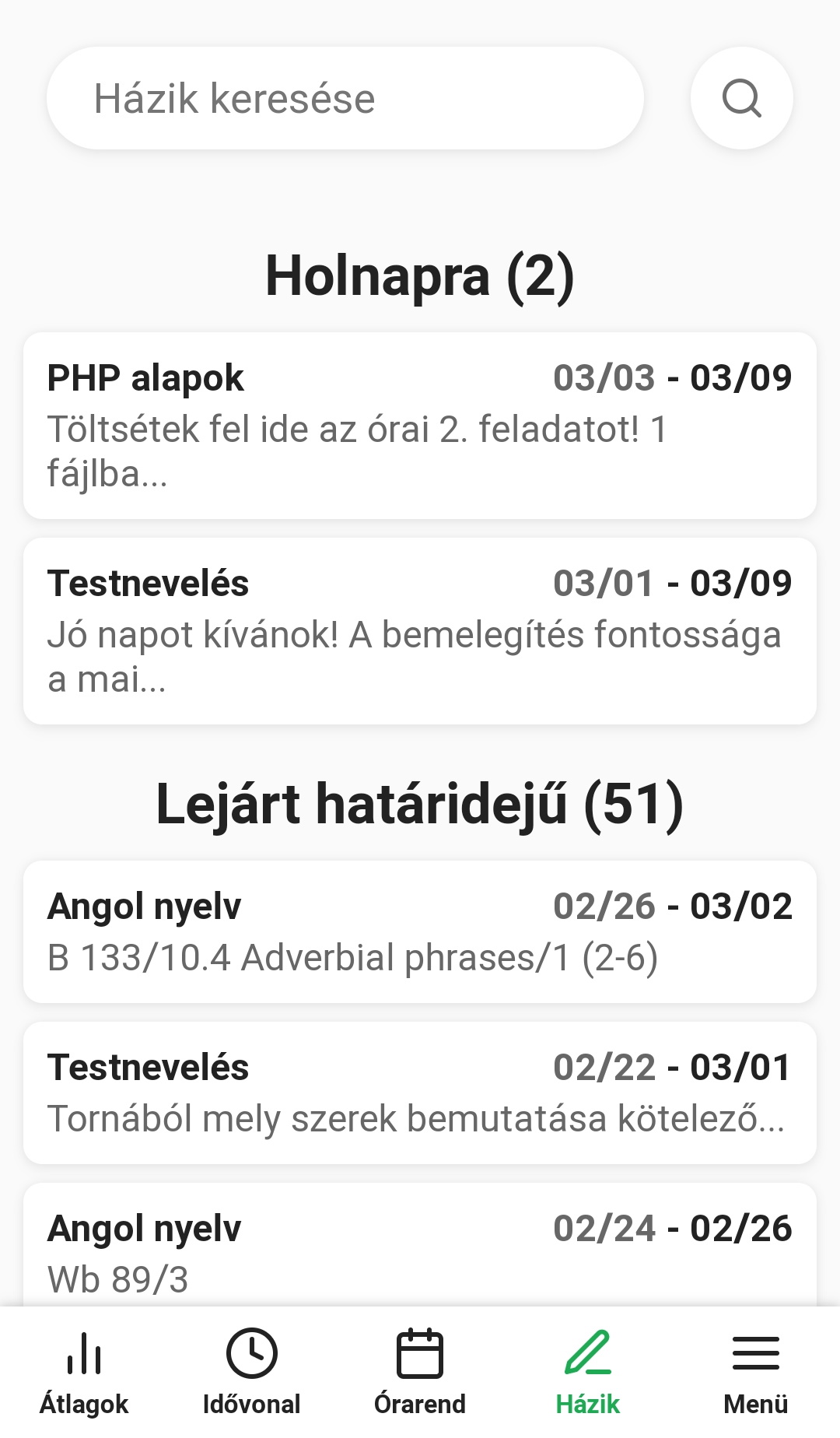 Képernyőkép: K napló